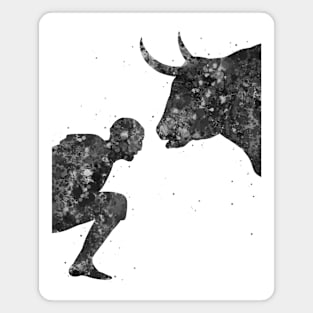 Bullfighter black and white Magnet